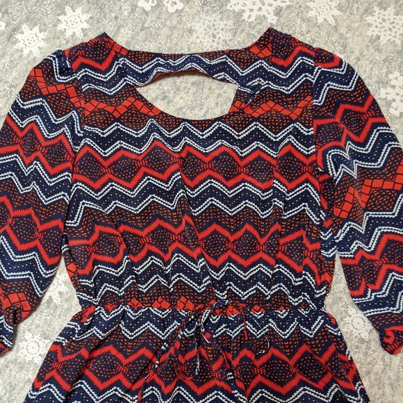 BeBop Geometric Design Dress with Sexy Back Cut-Out & 3/4 Sleeves size L - Picture 2 of 16